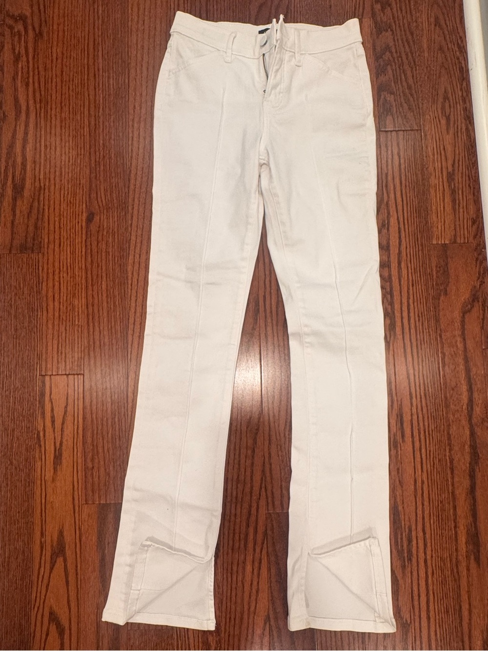 Express Skyscraper White Flare Jeans with Front Seam